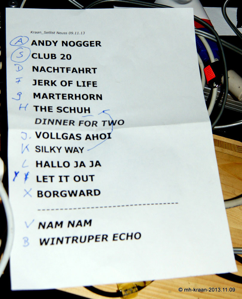 Kraan last gig 2013 - the last setlist photo by Martin Horn